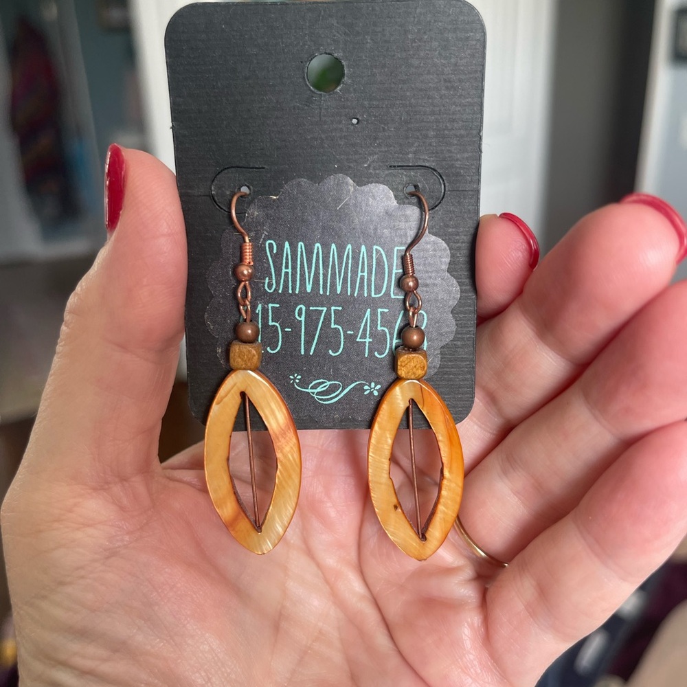 Brown and Gold Leaf Earrings